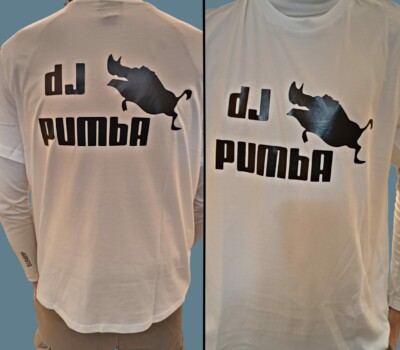 teeshirt professionnel personnalisé pour DJ PUMBA. Création www.soniakado.com