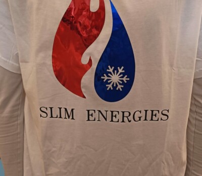 teeshirt professionnel personnalisé pour SLIM ENERGIE. Réalisé par soniakado.com