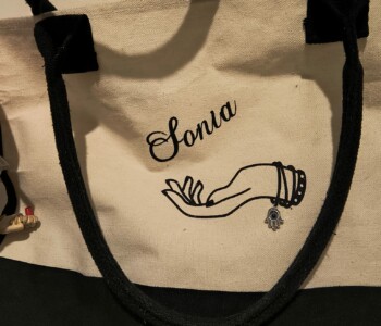 sac de plage personnalisé avec bijou réalisation soniakado.com